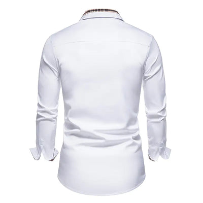 Plaid Patchwork Formal Shirts for Men - Steffashion