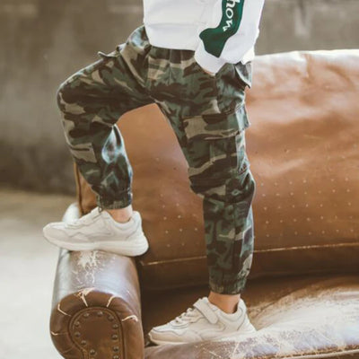 Stylish and Comfortable Army Green Kids' Pants for Spring & Autumn - Steffashion