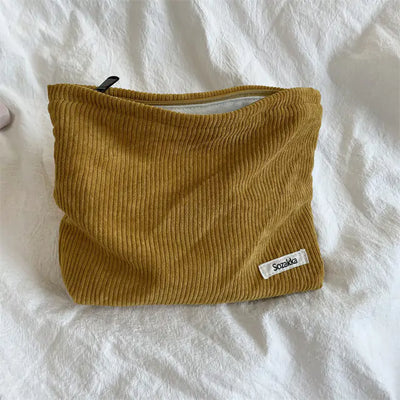 Corduroy Travel Cosmetic Bag - Steffashion
