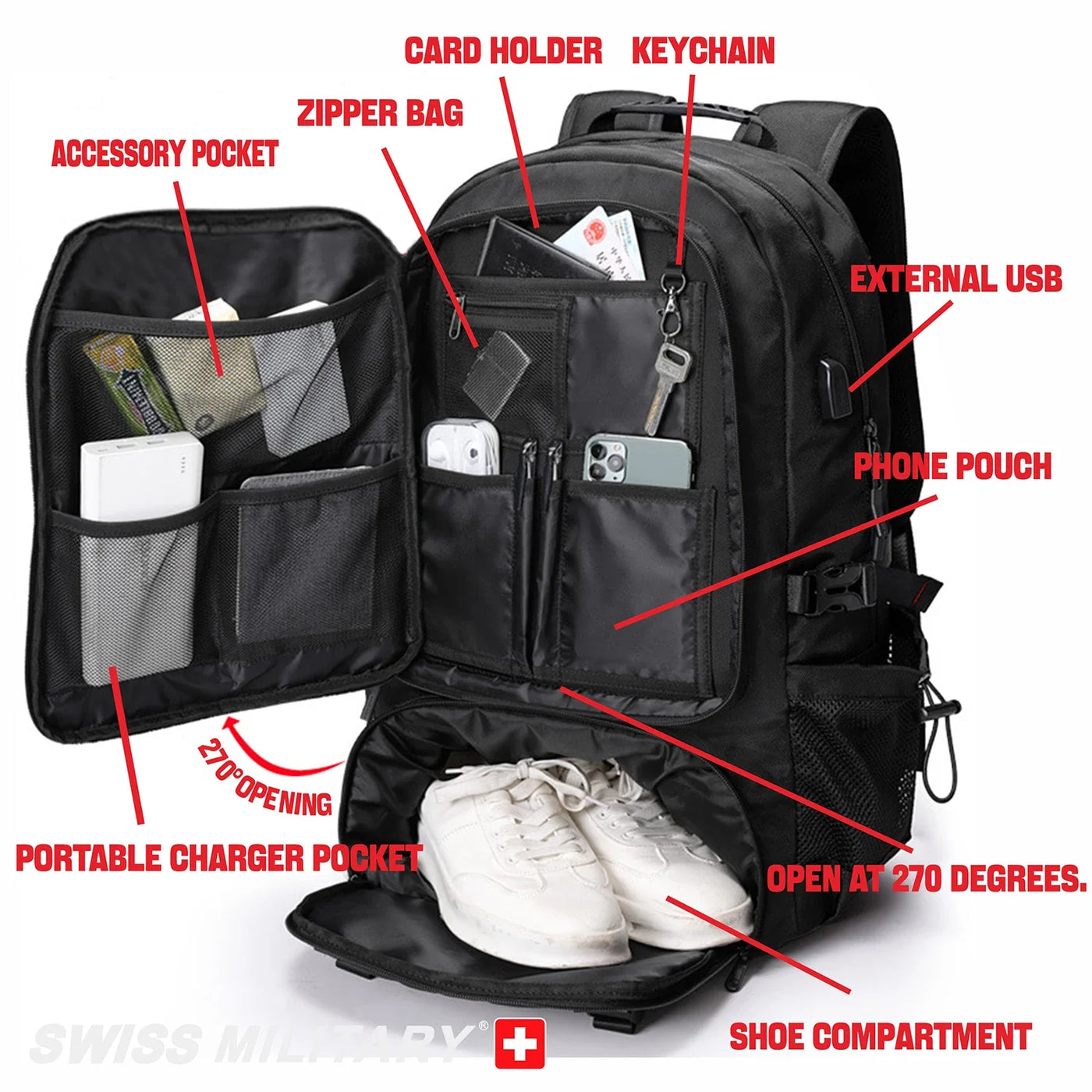 Swiss Military Classic Nylon Backpack for Men - Steffashion