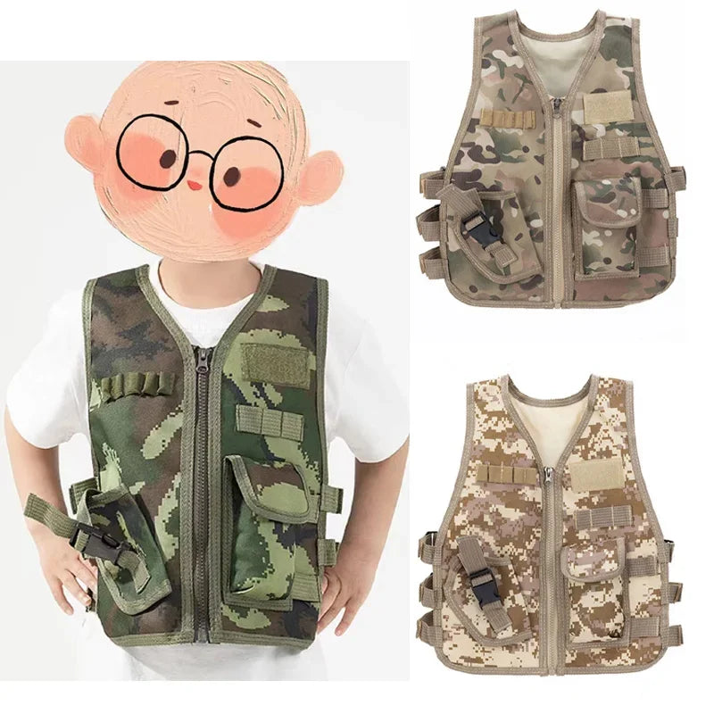Durable Nylon Camouflage Tactical Vest for Boys | All-Season Wear - Steffashion