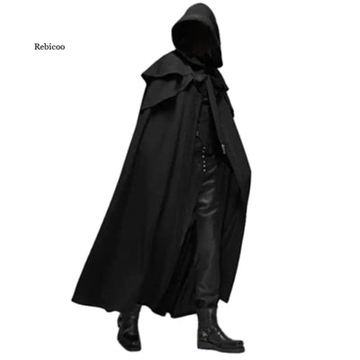 Hooded Solid Loose Men Cloak - Steffashion