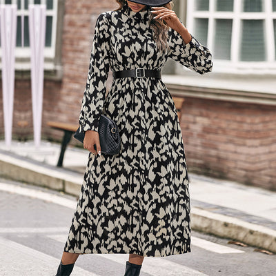 Autumn And Winter Women's Long-sleeved Leopard Print Dress For Women