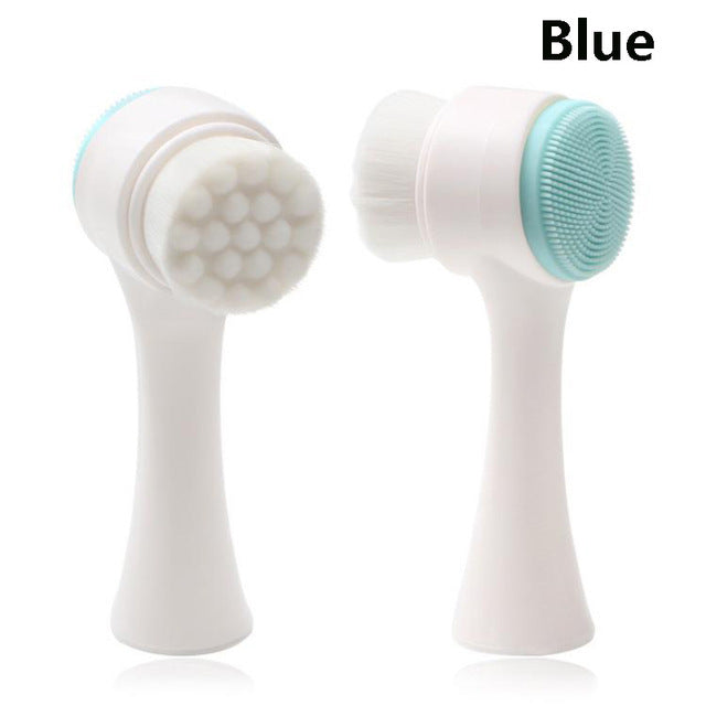 Double-sided Silicone Skin Care Tool Facial Cleanser Brush Face Cleaning Vibration Facial Massage Washing Product