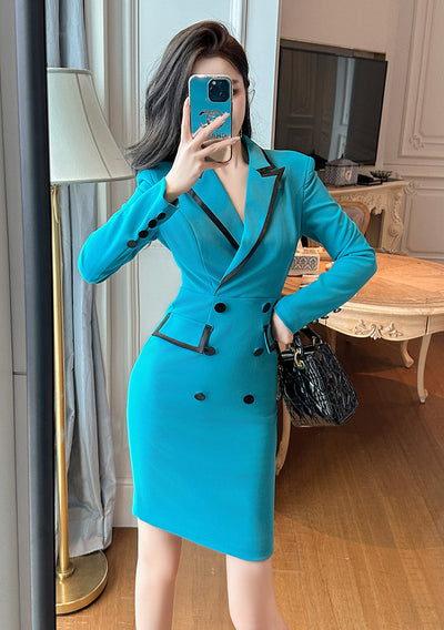 New Professional Women Double-breasted Sheath Dress