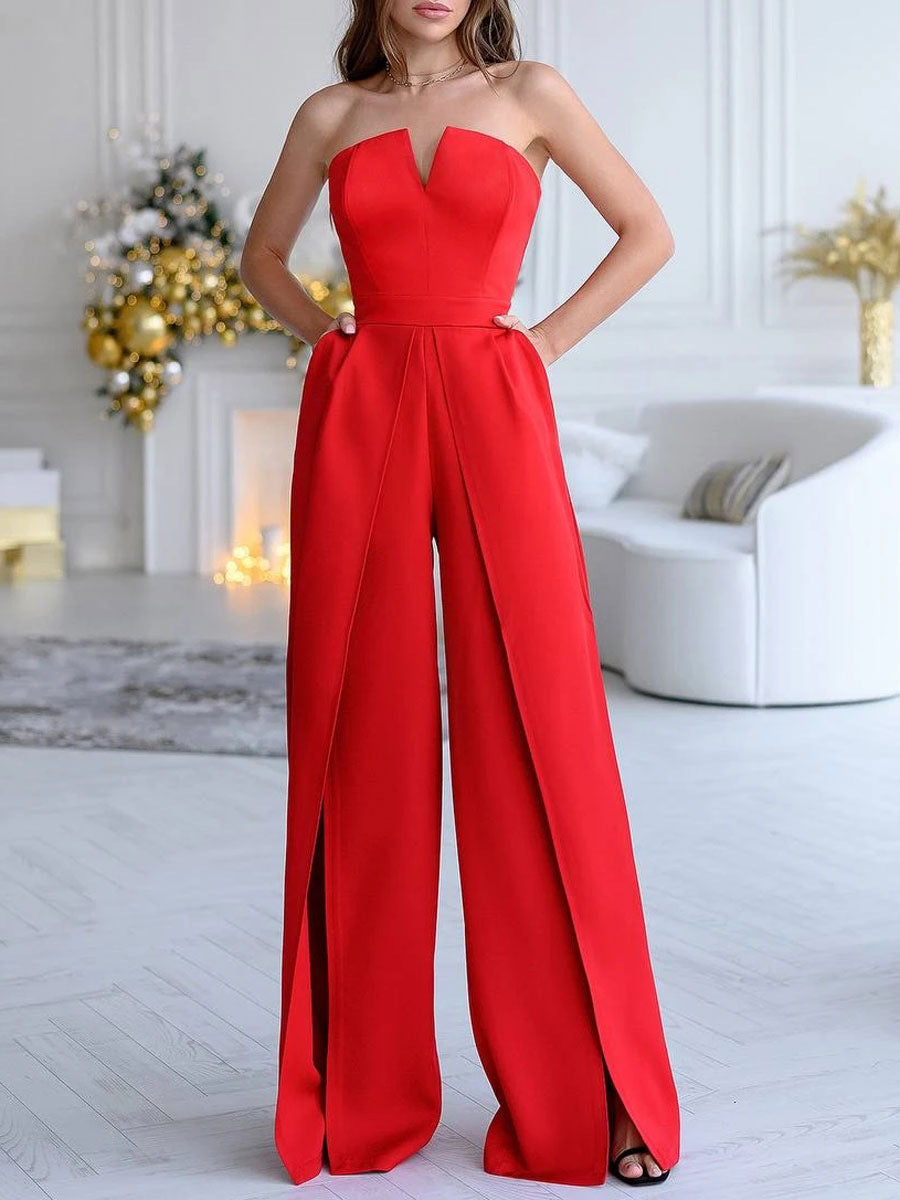 V-neck Sleeveless Straight Dress Women