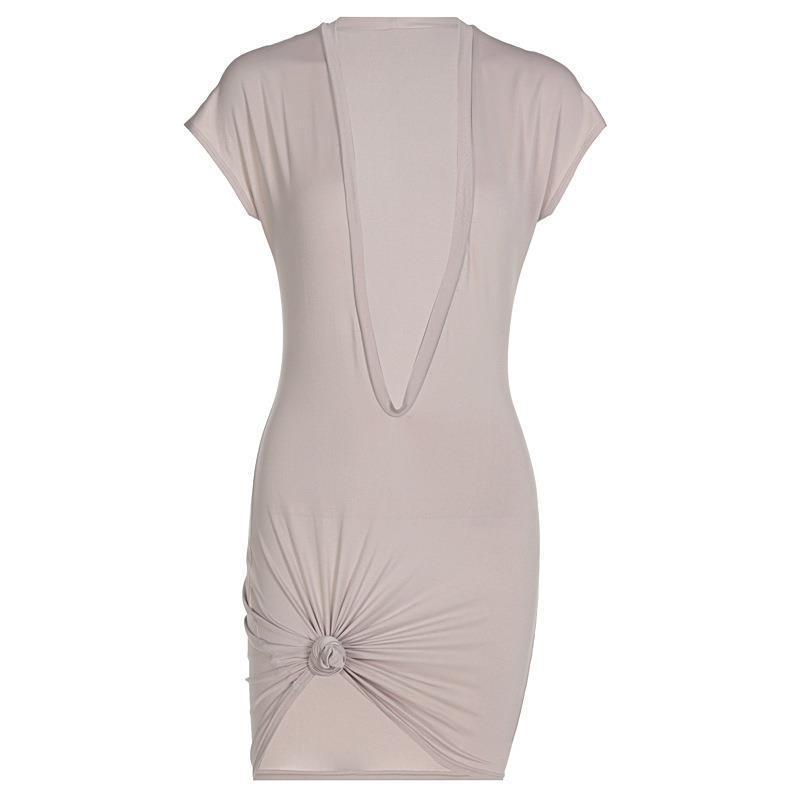 New Night Club Style Deep V-neck Sexy Solid Color Dress Women