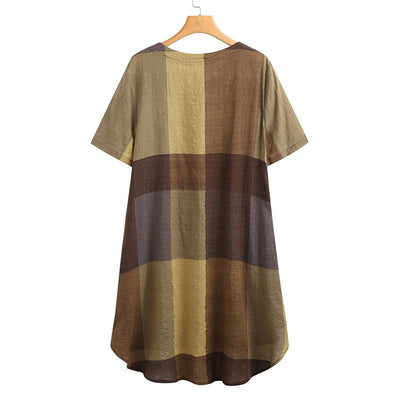 Retro Casual Plaid Printed Dress Women