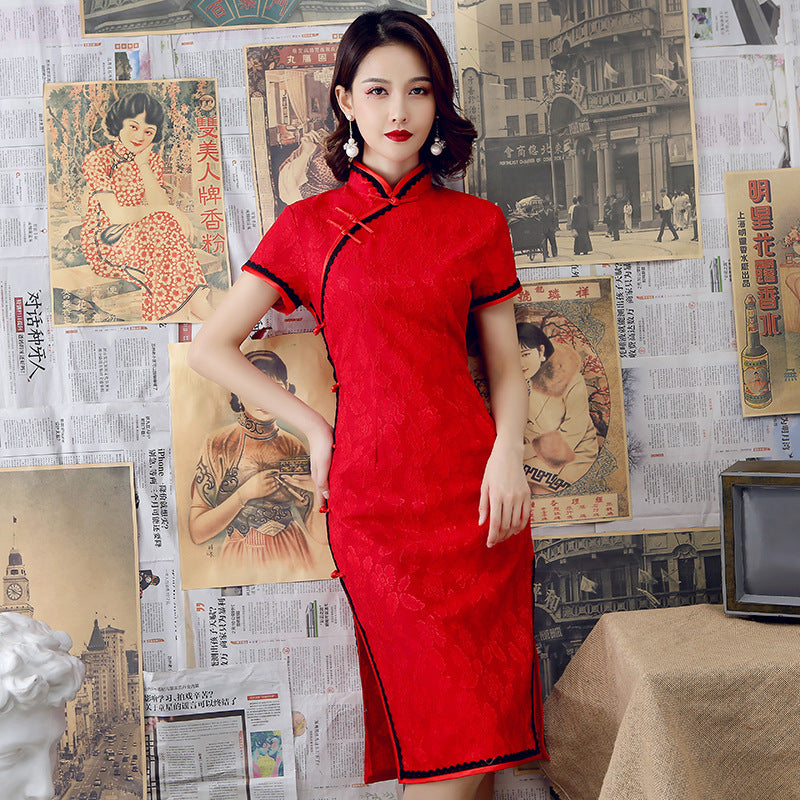 Cheongsam Lace Long Dress Women