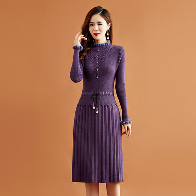 New Slim Fit Inner Wear Sweater Bottom Skirt Autumn And Winter Knitting Dress For Women