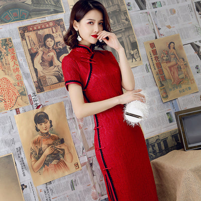 Cheongsam Lace Long Dress Women