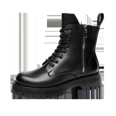 2024 Autumn Winter Shoes Men Leather Boots Thick Sole Non-slip Warm Plush Cold Winter Cow Leather Male Ankle Botas Black KA4867 - Steffashion