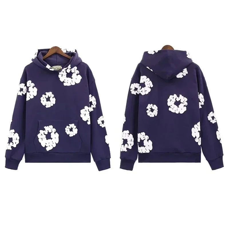 Trendy American Style Printed Hooded Sweatshirt Suit For Men Fashionable Versatile Sweatshirt Pants Set High Street Style - Steffashion