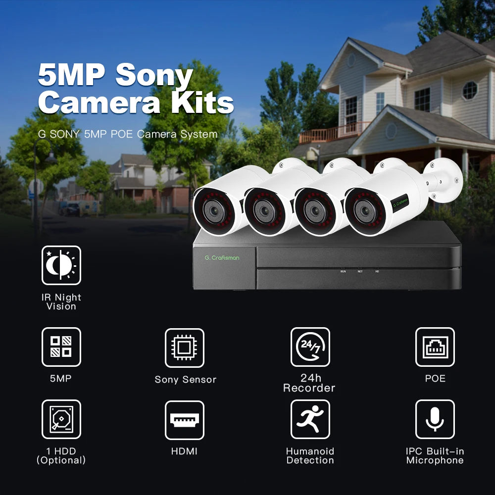 RU 4CH SONY 5MP POE CCTV Kit - Steffashion