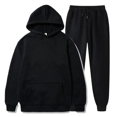 Basic Fleece Hoodies And Sweat Pants Set Men Jogger Set Wholesale Track Suit Sportswear Tracksuits Unisex Ensemble Jogging Homme - Steffashion