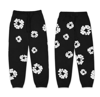 Trendy American Style Printed Hooded Sweatshirt Suit For Men Fashionable Versatile Sweatshirt Pants Set High Street Style - Steffashion