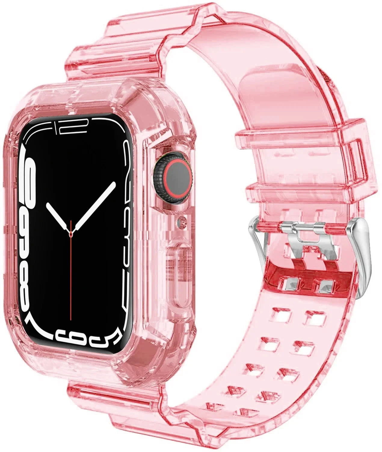 Clear Band + Case for Apple Watch Series 9 8 7 6 SE 5 49mm 45mm 44mm 42mm 41mm Transparent for iwatch 3 38mm 40mm Plastic Strap