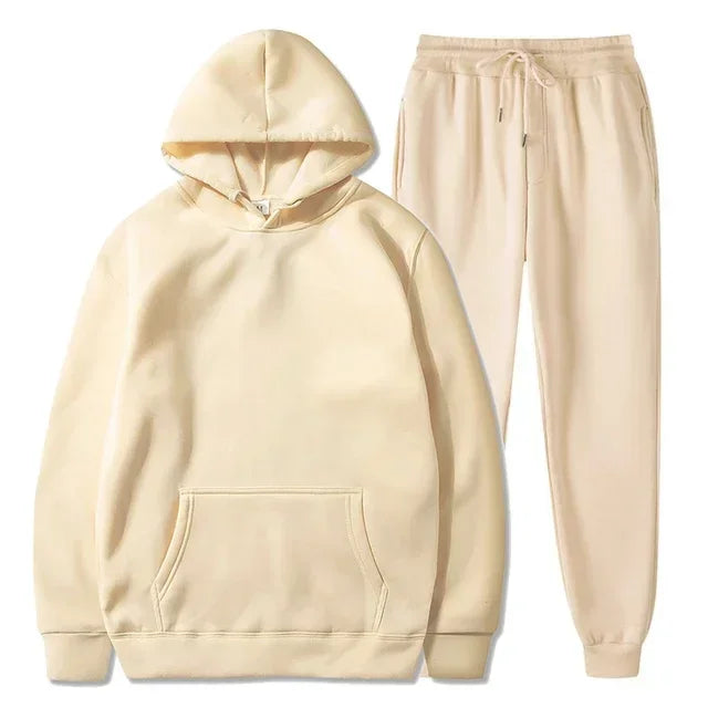 Basic Fleece Hoodies And Sweat Pants Set Men Jogger Set Wholesale Track Suit Sportswear Tracksuits Unisex Ensemble Jogging Homme - Steffashion
