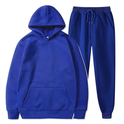 Basic Fleece Hoodies And Sweat Pants Set Men Jogger Set Wholesale Track Suit Sportswear Tracksuits Unisex Ensemble Jogging Homme - Steffashion