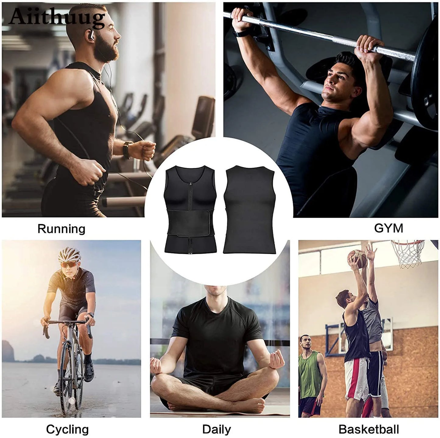 Aiithuug Men Sweat Sauna Vest for Waist Trainer