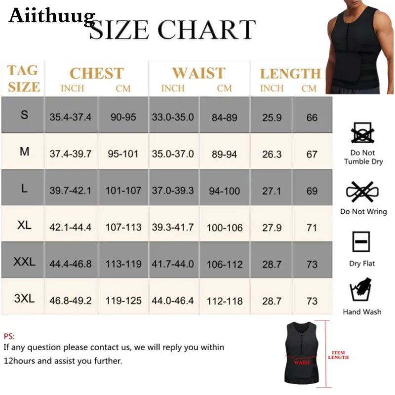 Aiithuug Men Sweat Sauna Vest for Waist Trainer