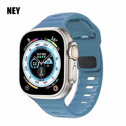 Sport Band For Apple Watch Ultra 2 Strap 49mm 45mm 40mm 44mm 42mm 41mm 44 40 mm Silicone Bracelet iWatch Series 9 8 7 6 SE 5 4 3