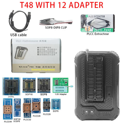 XGECU T48 Programmer Minipro V12.67  with 17 Adapter Nand Flash Bios USB Programming Calculator Better Than Than TL866A