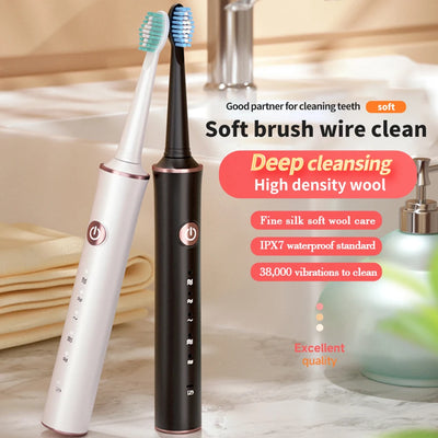 Electric Toothbrush for Adults USB Fast Charging IPX7 Waterproof 5 Speed Mode Intelligent Timing Reminder Smart - Steffashion