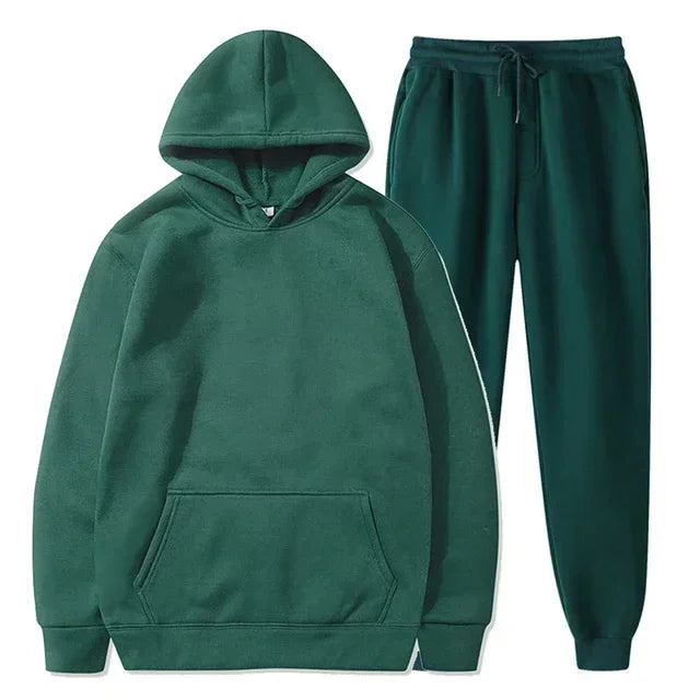 Basic Fleece Hoodies And Sweat Pants Set Men Jogger Set Wholesale Track Suit Sportswear Tracksuits Unisex Ensemble Jogging Homme - Steffashion