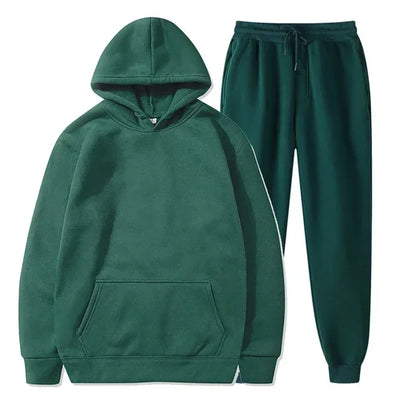 Basic Fleece Hoodies And Sweat Pants Set Men Jogger Set Wholesale Track Suit Sportswear Tracksuits Unisex Ensemble Jogging Homme - Steffashion
