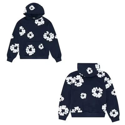 Trendy American Style Printed Hooded Sweatshirt Suit For Men Fashionable Versatile Sweatshirt Pants Set High Street Style - Steffashion