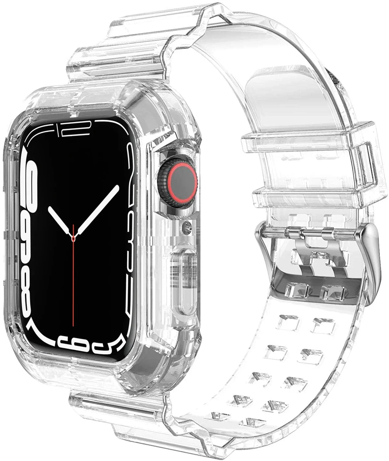 Clear Band + Case for Apple Watch Series 9 8 7 6 SE 5 49mm 45mm 44mm 42mm 41mm Transparent for iwatch 3 38mm 40mm Plastic Strap