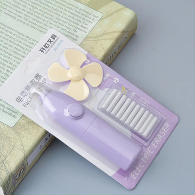 Electric Eraser For School Office for Sketch Writing Drawing Battery Powered Electric Eraser Students Stationery With mini Fan - Steffashion
