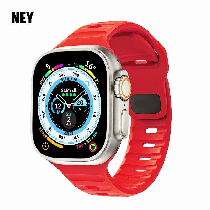 Sport Band For Apple Watch Ultra 2 Strap 49mm 45mm 40mm 44mm 42mm 41mm 44 40 mm Silicone Bracelet iWatch Series 9 8 7 6 SE 5 4 3