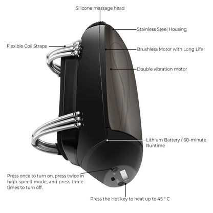 Barberology Massager Cordless Handheld Massager Barber Use Metal Electric Vibrator Usb Charge Head Massage 2 Nodes