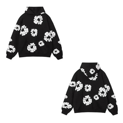 Trendy American Style Printed Hooded Sweatshirt Suit For Men Fashionable Versatile Sweatshirt Pants Set High Street Style - Steffashion