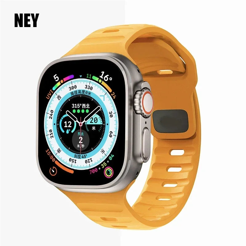 Sport Band For Apple Watch Ultra 2 Strap 49mm 45mm 40mm 44mm 42mm 41mm 44 40 mm Silicone Bracelet iWatch Series 9 8 7 6 SE 5 4 3