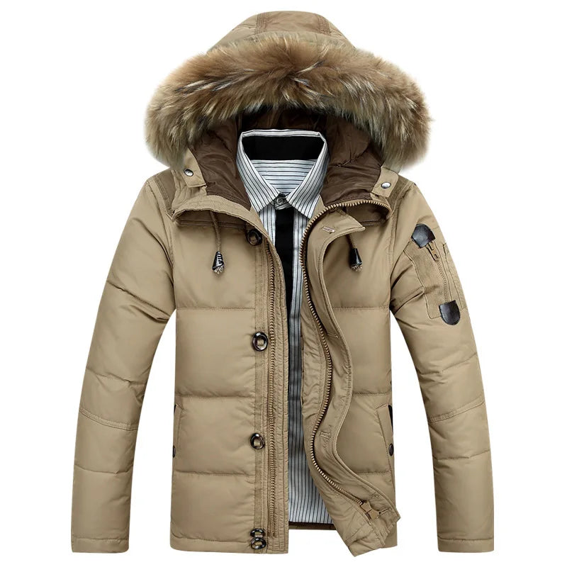 New Winter Men Hooded Fur Collar Winter Coats Casual Duck Down Coats Quality Male Windproof Waterproof Warm Down Jackets Size 3X - Steffashion
