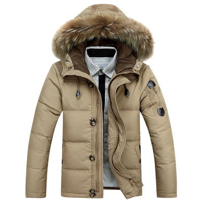 New Winter Men Hooded Fur Collar Winter Coats Casual Duck Down Coats Quality Male Windproof Waterproof Warm Down Jackets Size 3X - Steffashion