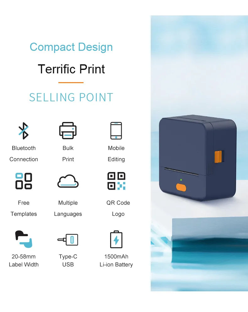 DETONGER P1 Bluetooth Mini Thermal Label Printer