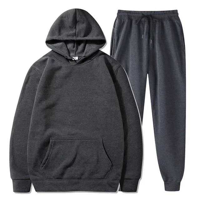 Basic Fleece Hoodies And Sweat Pants Set Men Jogger Set Wholesale Track Suit Sportswear Tracksuits Unisex Ensemble Jogging Homme - Steffashion