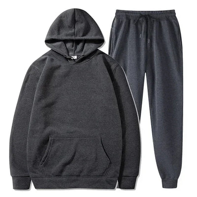 Basic Fleece Hoodies And Sweat Pants Set Men Jogger Set Wholesale Track Suit Sportswear Tracksuits Unisex Ensemble Jogging Homme - Steffashion