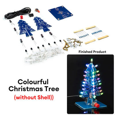 LED Colorful Christmas Tree DIY Kit Flashing Light Circuit Kit Electronic Fun Gifts Soldering Practice Kit With USB Power Cable - Steffashion