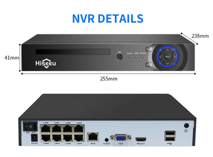 4K Hiseeu POE NVR Recorder with Two-Way Audio