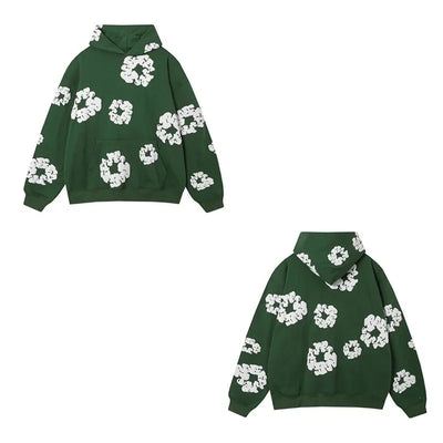 Trendy American Style Printed Hooded Sweatshirt Suit For Men Fashionable Versatile Sweatshirt Pants Set High Street Style - Steffashion
