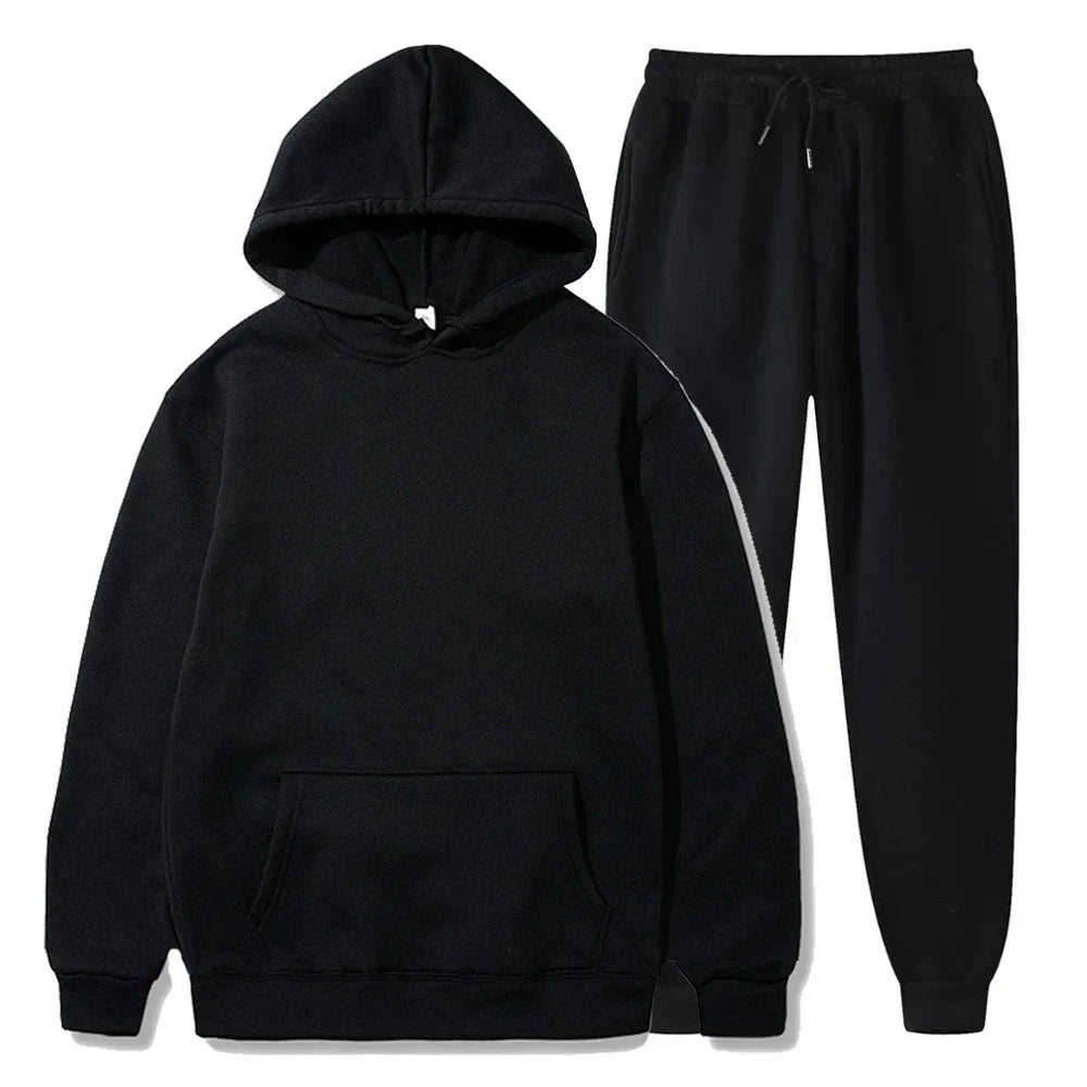 Basic Fleece Hoodies And Sweat Pants Set Men Jogger Set Wholesale Track Suit Sportswear Tracksuits Unisex Ensemble Jogging Homme - Steffashion