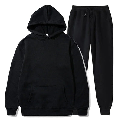 Basic Fleece Hoodies And Sweat Pants Set Men Jogger Set Wholesale Track Suit Sportswear Tracksuits Unisex Ensemble Jogging Homme - Steffashion