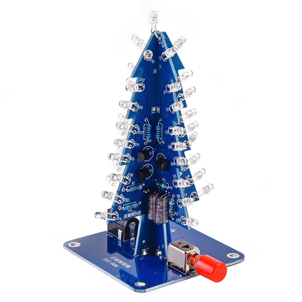 LED Colorful Christmas Tree DIY Kit Flashing Light Circuit Kit Electronic Fun Gifts Soldering Practice Kit With USB Power Cable - Steffashion
