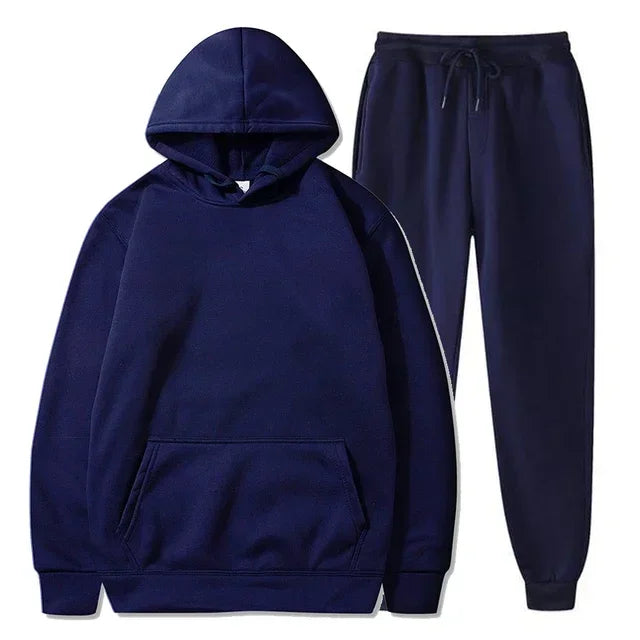 Basic Fleece Hoodies And Sweat Pants Set Men Jogger Set Wholesale Track Suit Sportswear Tracksuits Unisex Ensemble Jogging Homme - Steffashion
