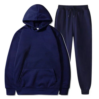 Basic Fleece Hoodies And Sweat Pants Set Men Jogger Set Wholesale Track Suit Sportswear Tracksuits Unisex Ensemble Jogging Homme - Steffashion